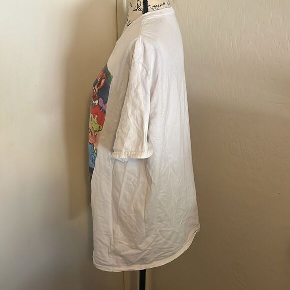 Alice In Wonderland White Tea Party Graphic Pullover Casual Shirt - Picture 2 of 10